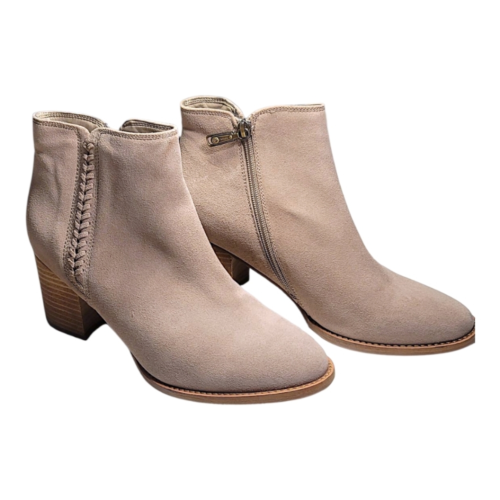 BLONDO, NINA, TAN WATERPROOF 3"  BLOCK HEEL, BRAID BOOTS, NEW WHITHOUT BOX, 10